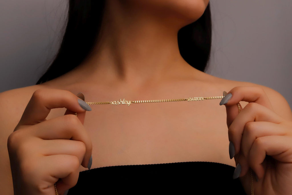 Gleam & Glow Personalized Gold Name Necklace - Dainty Double Name Jewelry