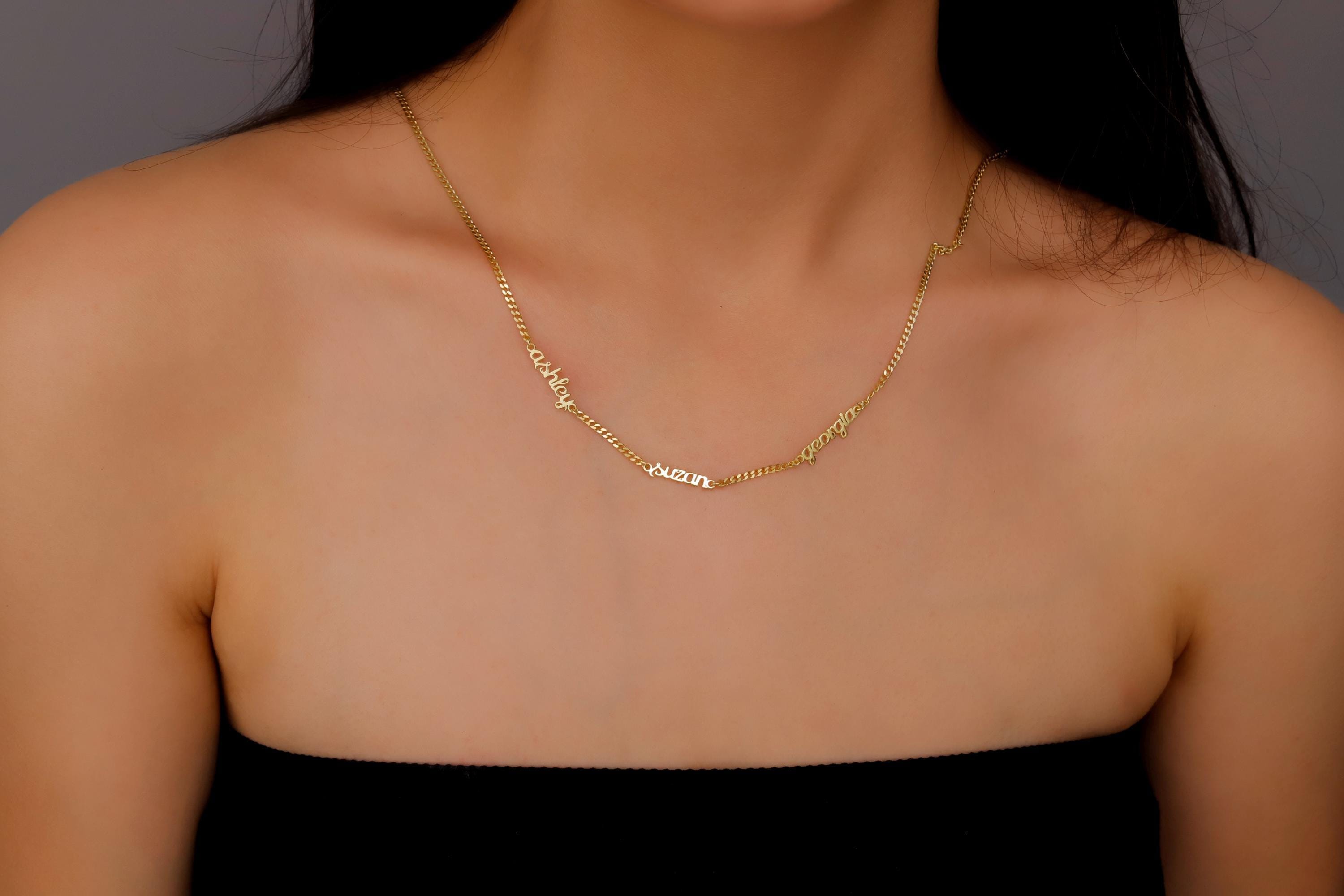 Personalized Gold Name Necklace - Custom Dainty Jewelry for Moms, Family & Friends - Up to 3 Names