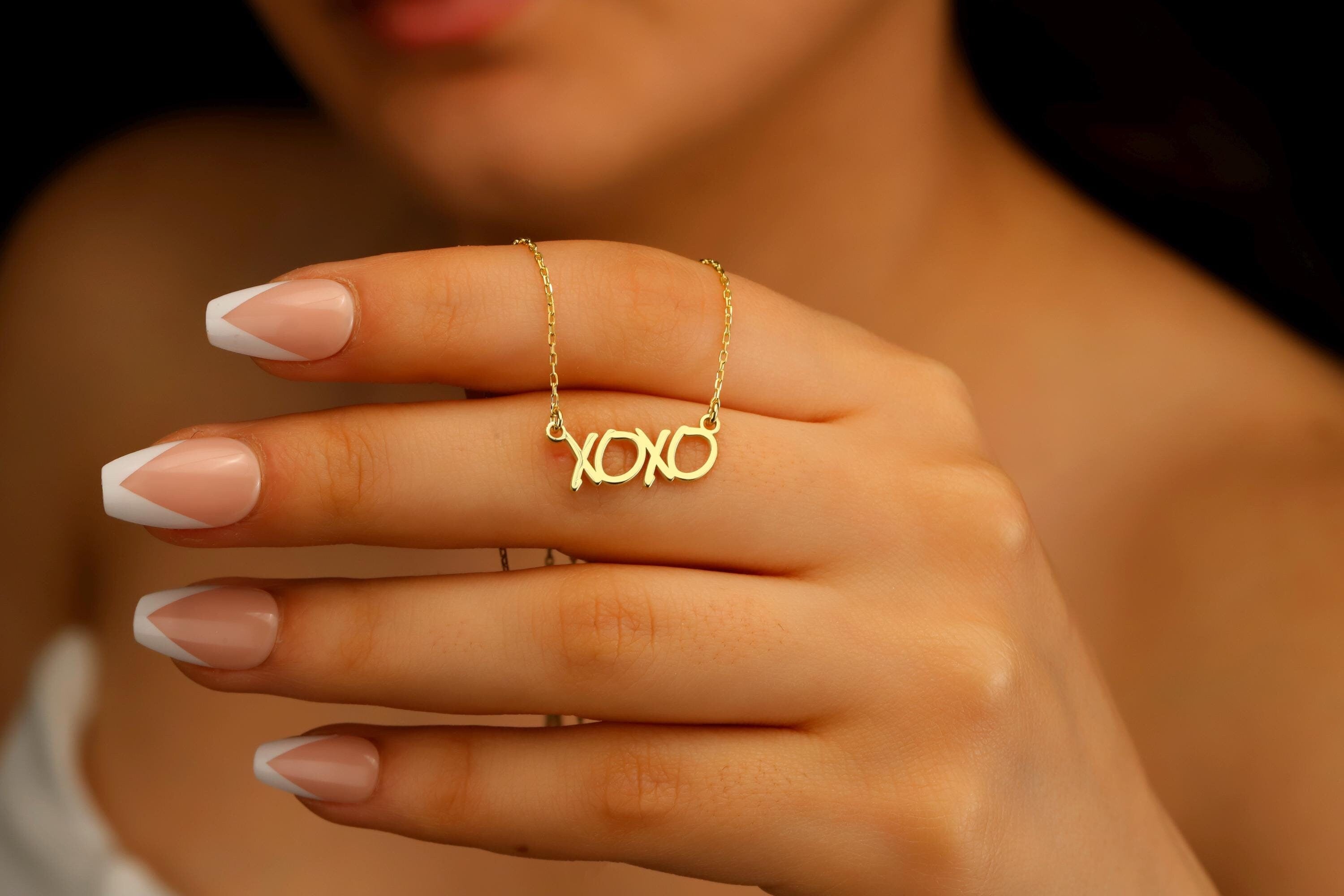 Dainty XOXO Gold Hugging Pendant Necklace | Silver Kisses Jewelry for Her | Perfect Gift for Girls