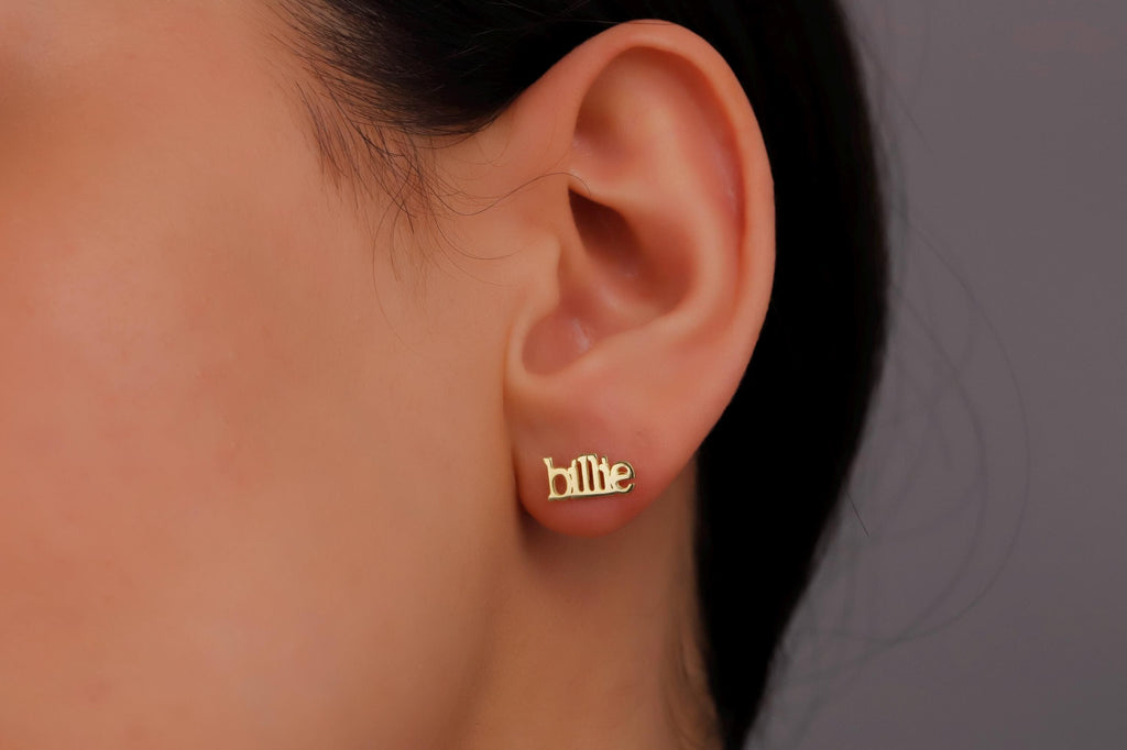 GoldNook Personalized Name Earrings - Dainty Solid Gold Jewelry for Unique Self-Expression and Meaningful Gifts