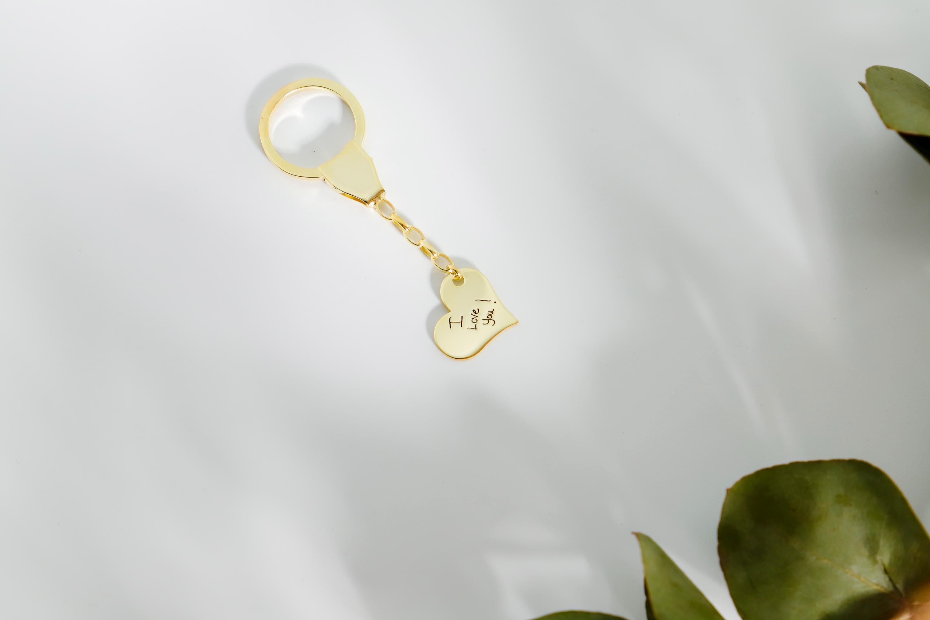 Actual Handwriting Keychain - Dainty Personalized Engraved 925 Sterling Silver Jewelry for Women
