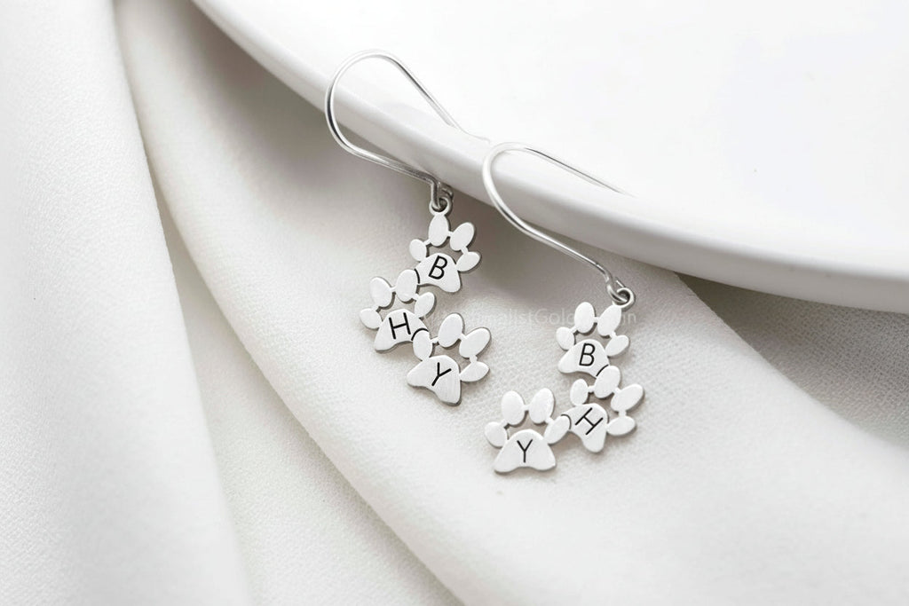 Pawfect Gifts Personalized Engraved Paw Print Earrings - Heartfelt Keepsake for Animal Lovers