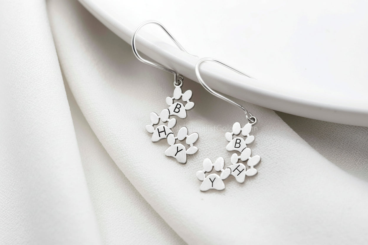 Pawfect Gifts Personalized Engraved Paw Print Earrings - Heartfelt Keepsake for Animal Lovers