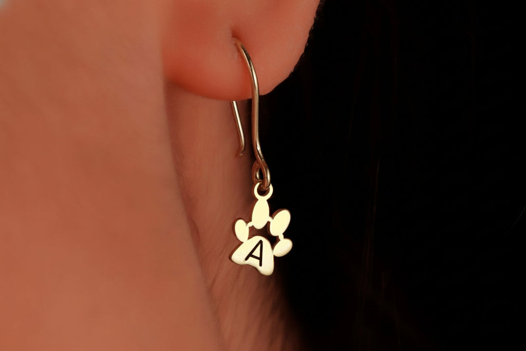 Pawfect Gifts Personalized Engraved Paw Print Earrings - Heartfelt Keepsake for Animal Lovers
