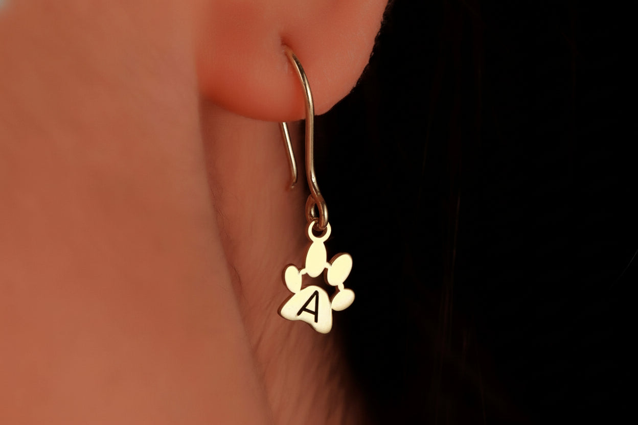 Pawfect Gifts Personalized Engraved Paw Print Earrings - Heartfelt Keepsake for Animal Lovers