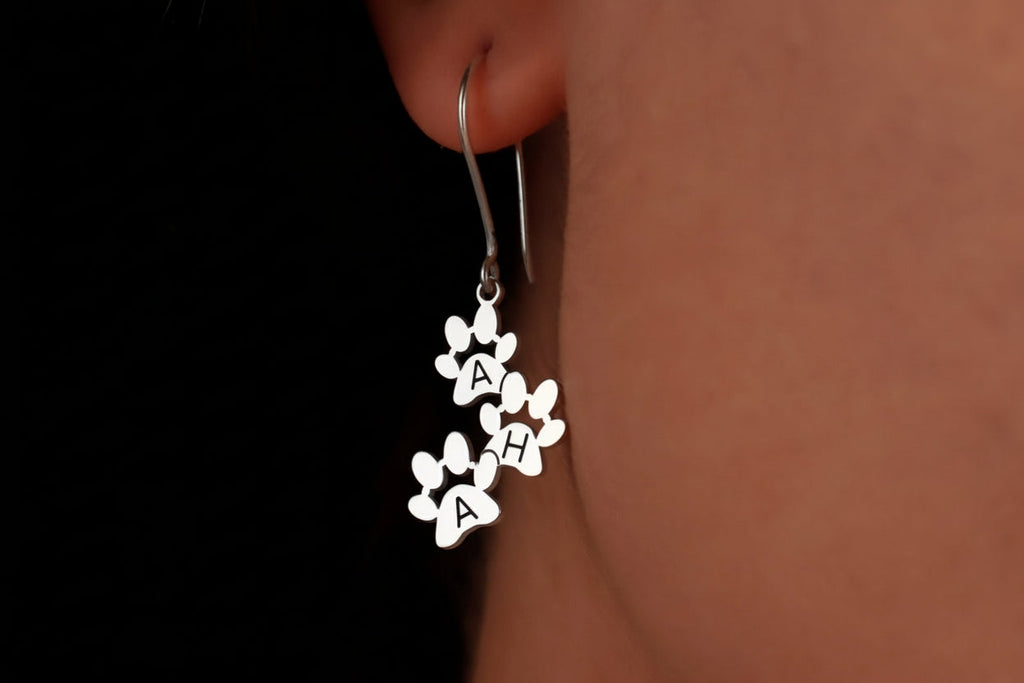 Pawfect Gifts Personalized Engraved Paw Print Earrings - Heartfelt Keepsake for Animal Lovers