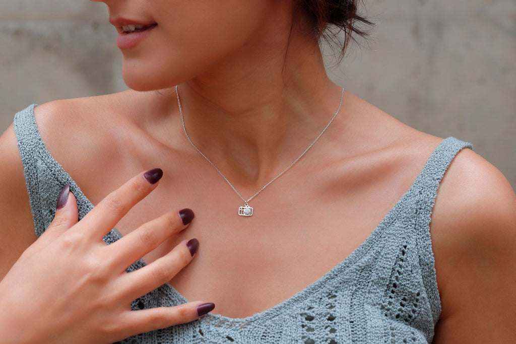 Camera Necklace with Sparkling CZ Diamond Accents | SilverGoldandRose