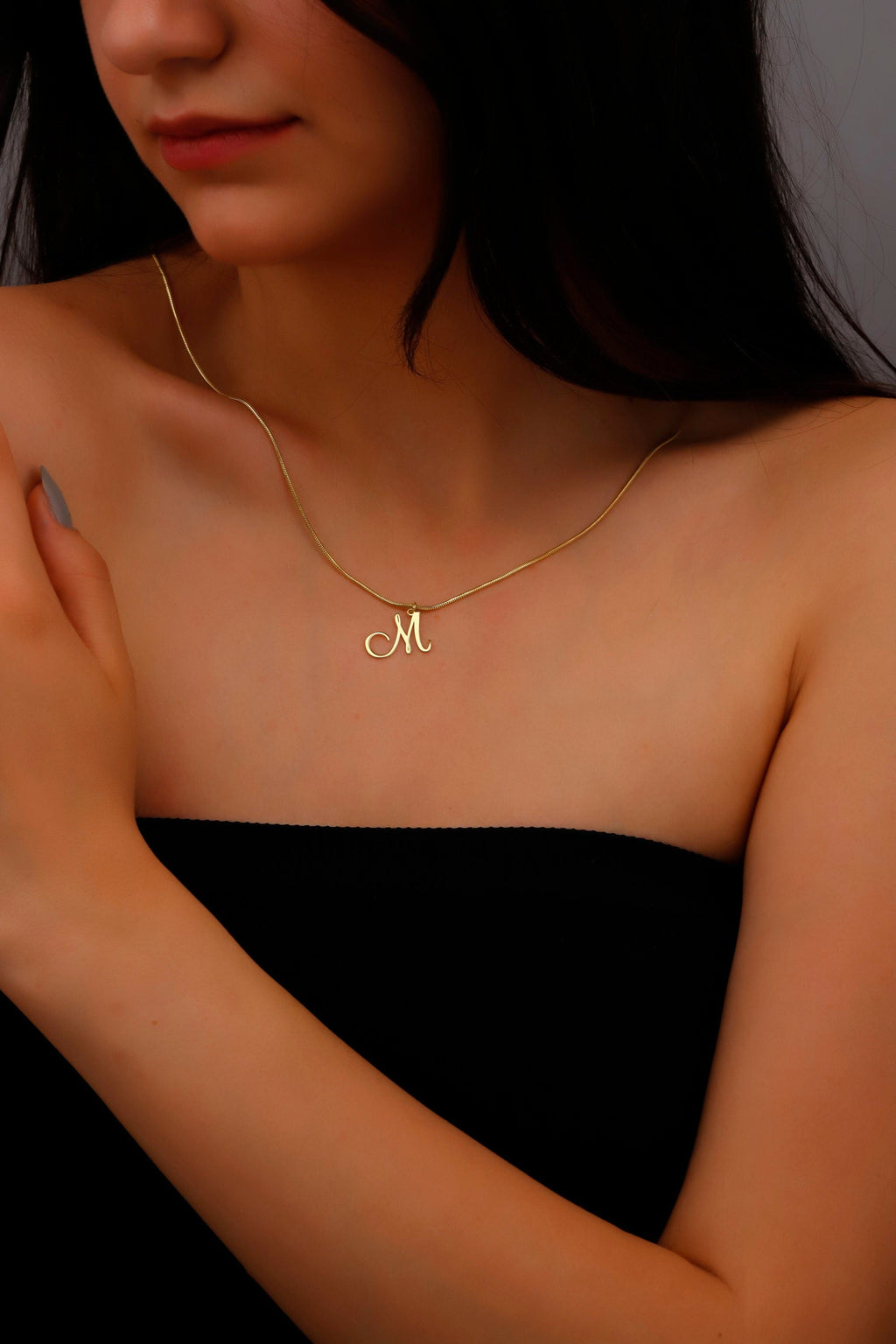 Gleam Letter Necklace - Dazzling Charm with Elegant Snake Chain