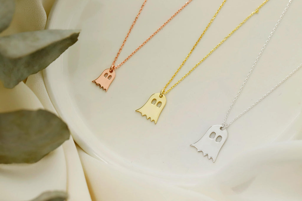 Ghostly Delights Sterling Silver Tiny Ghost Necklace - Adorable Spooky Gift for Kids & Her