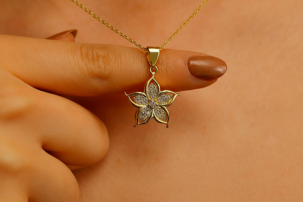 Lily Luxe 3D Lily Flower Necklace | 14K Gold Filled Pendant with CZ Stone