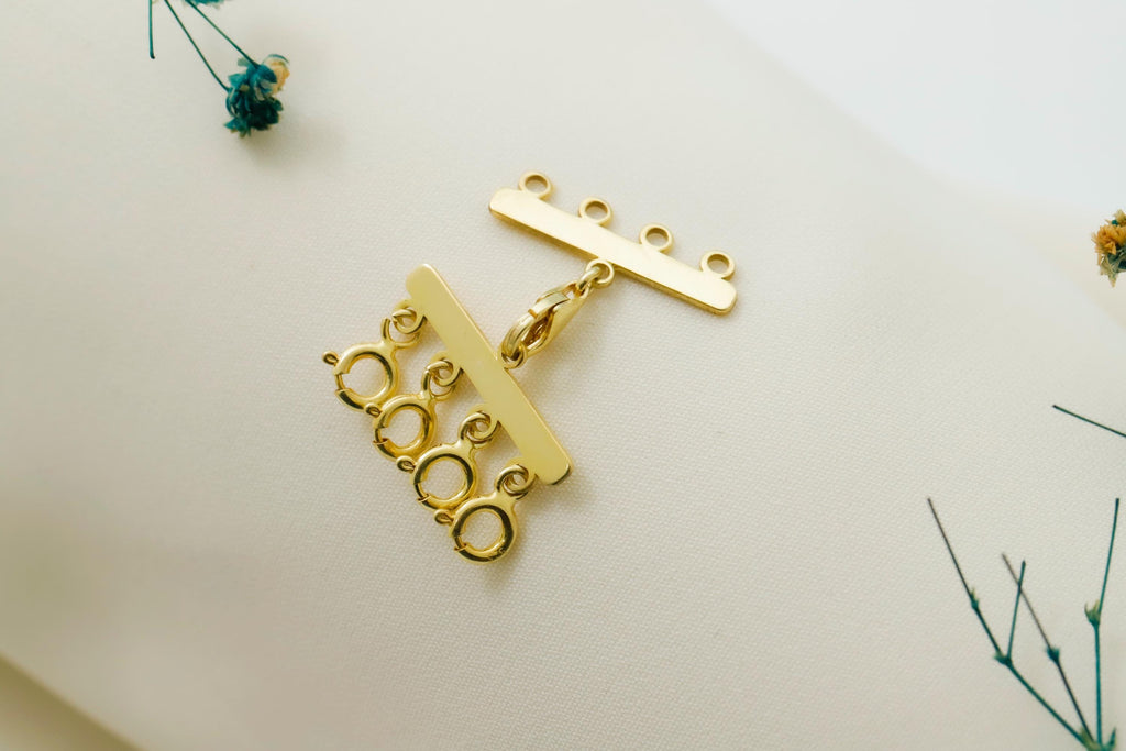 Elysian Elegance Layered Necklace - Stunning Sterling Silver with Gold & Rose Gold Detangler Clasp