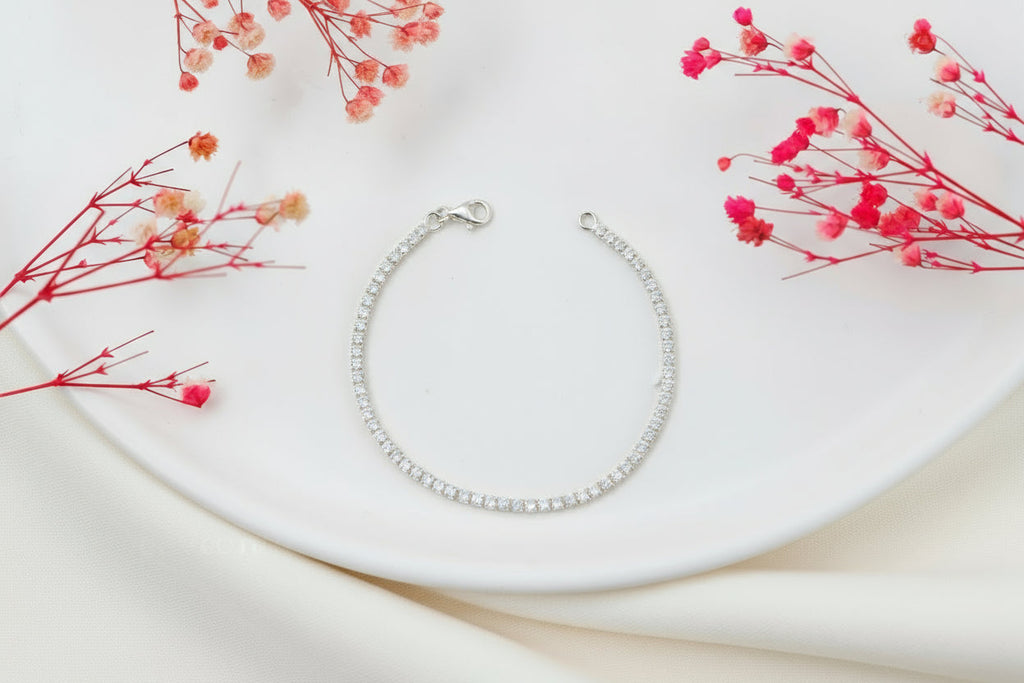 Dazzling Dainty Tennis Bracelet Sterling Silver | Perfect Minimalist Gift