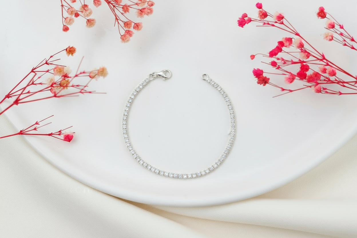 Dazzling Dainty Tennis Bracelet Sterling Silver | Perfect Minimalist Gift