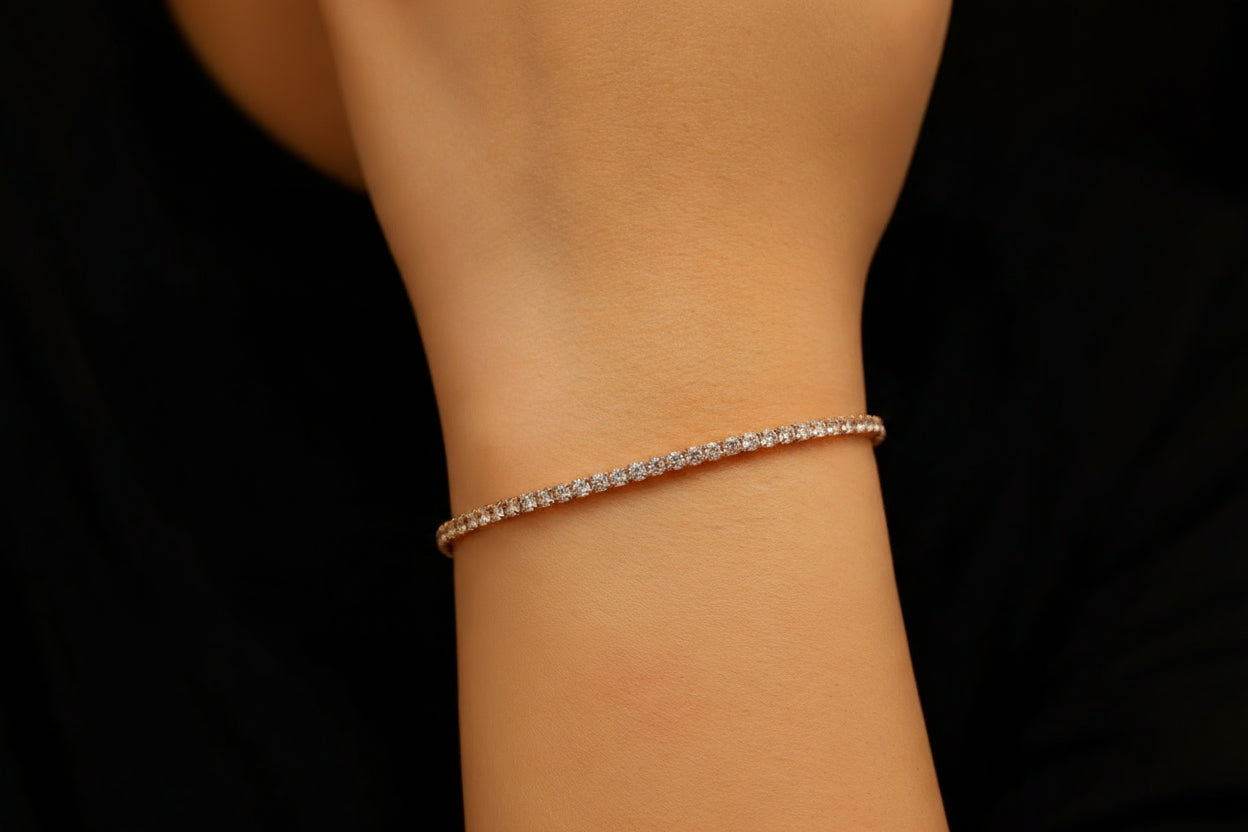 Dazzling Dainty Tennis Bracelet Sterling Silver | Perfect Minimalist Gift