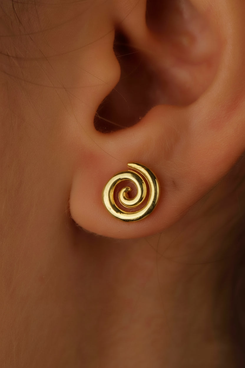 Swirl Earrings - Tiny 925 Sterling Silver Spiral Studs for Effortless Minimalist Style