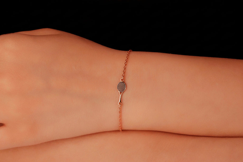 Tennis Spirit Minimalist Racket Charm Bracelet