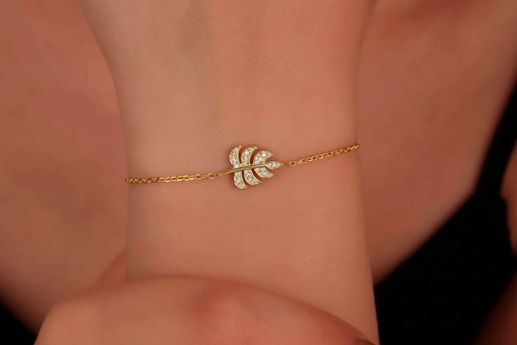 Monstera Magic Bracelet - Dainty Tropical Leaf with Sparkling CZ Stone