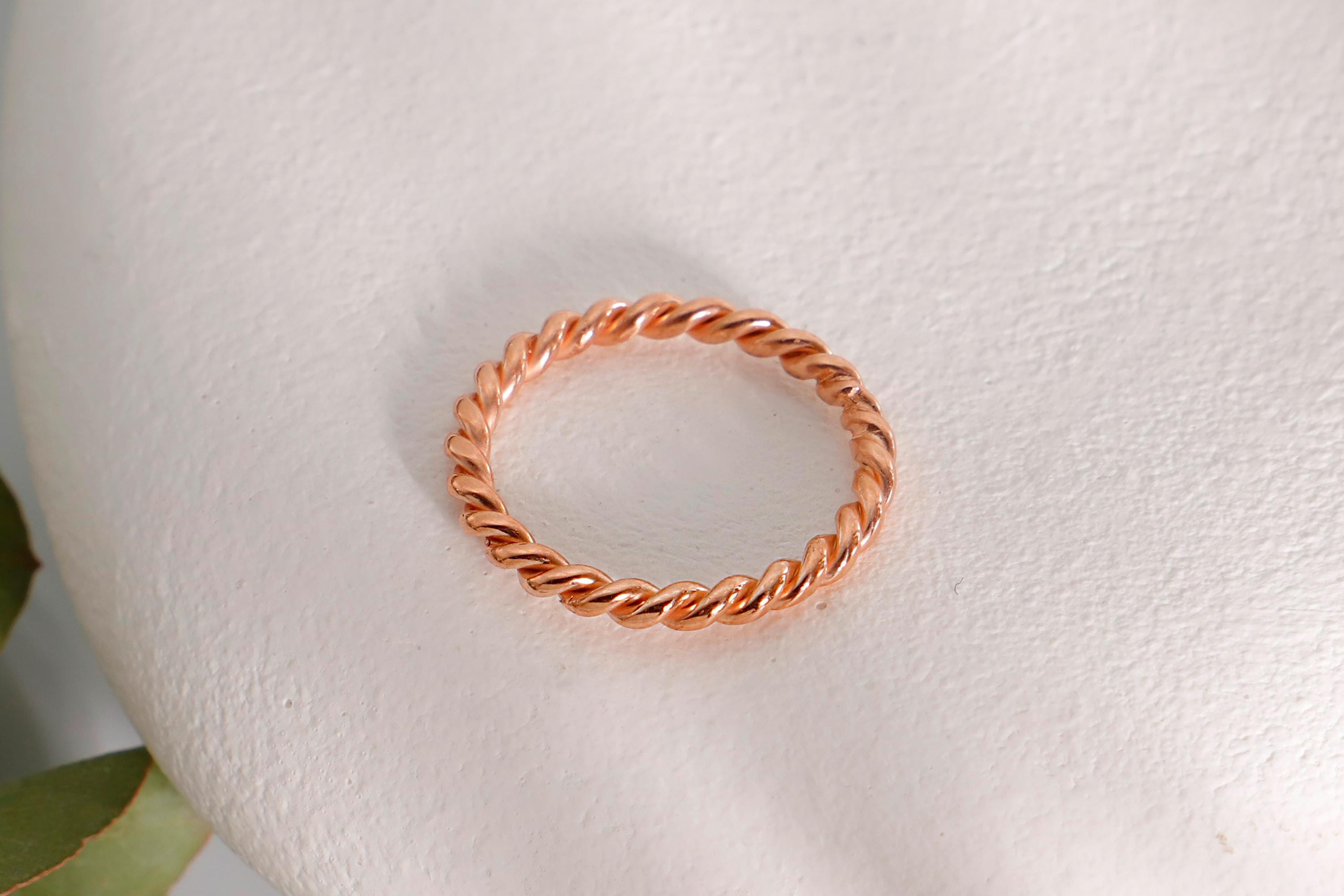 Twisted Rose Gold Diamond Ring Set - Sparkling Pave Design for Stunning Stacking