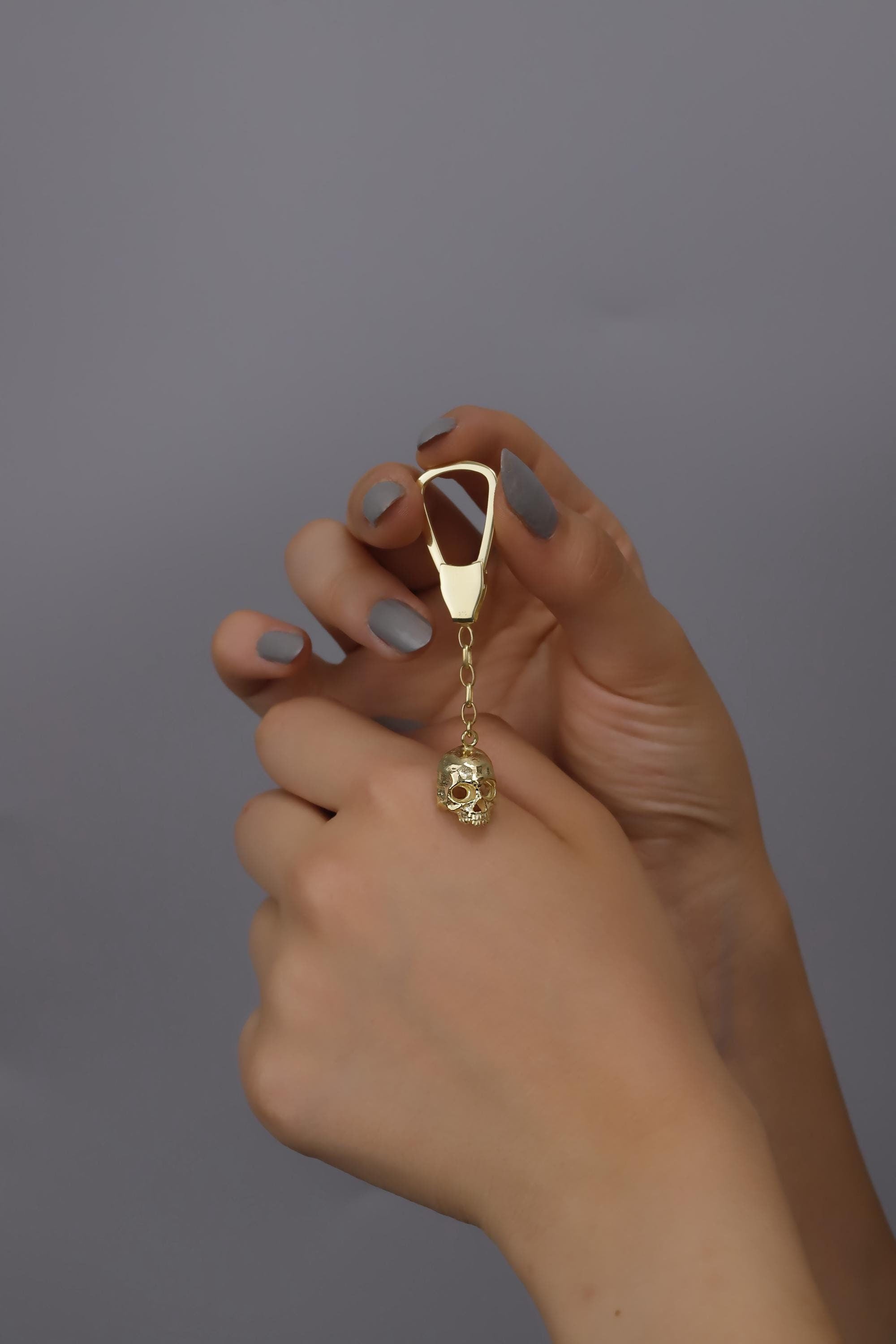 Unique Skull Keychain in 925 Sterling Silver