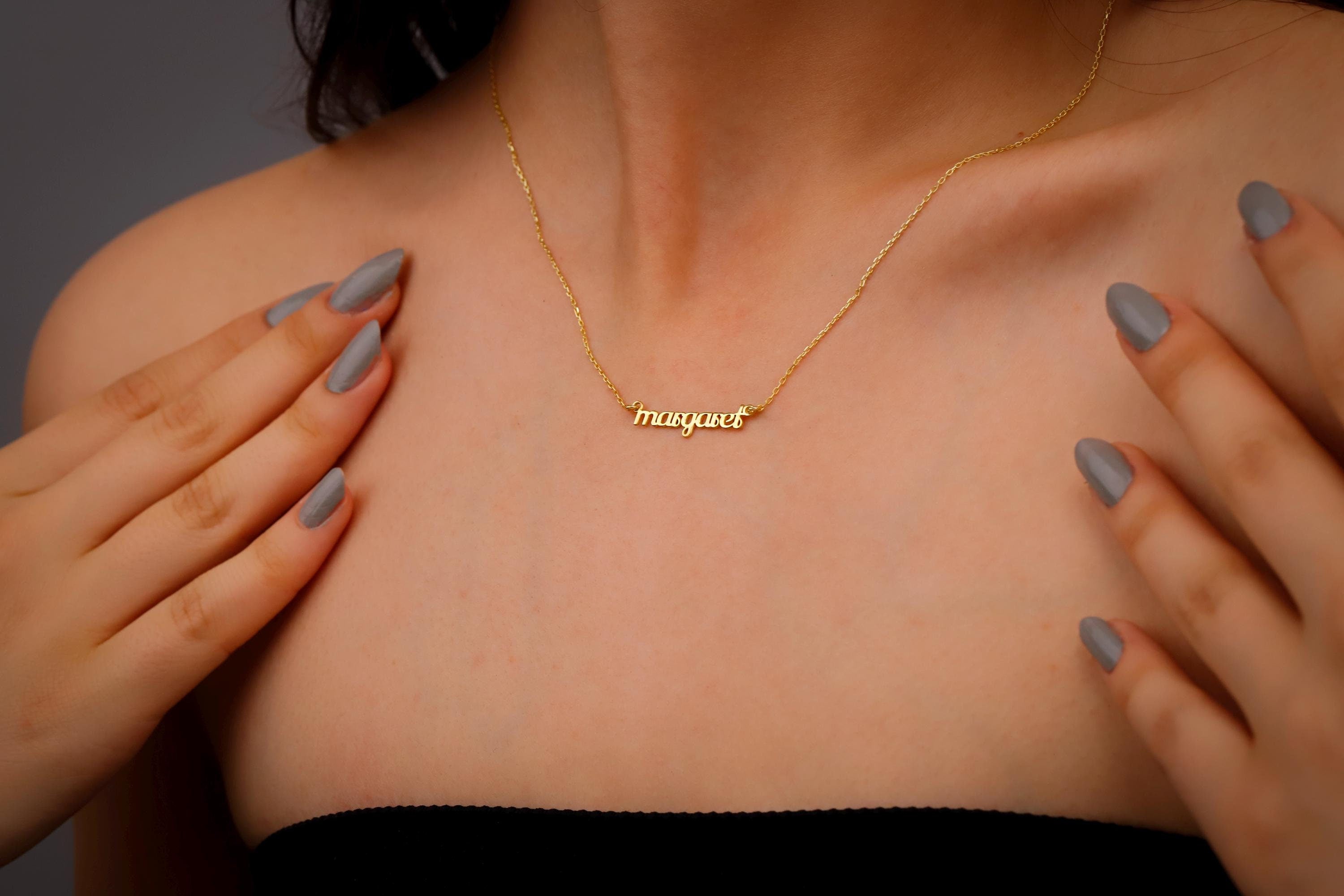 Gold Name Necklace | 8K, 10K & 14K Solid Gold | Personalized Dainty Design