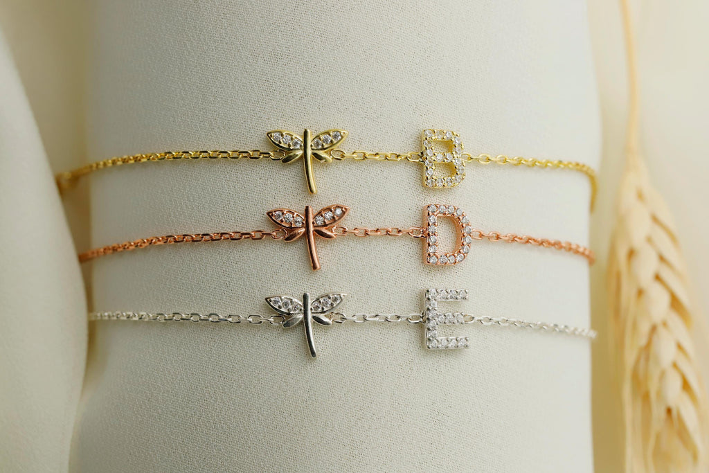 Dragonfly Designs with Initial Bracelet