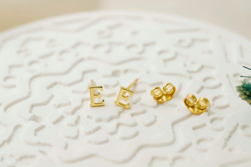 Personalized Silver and Gold Initial Stud Earrings