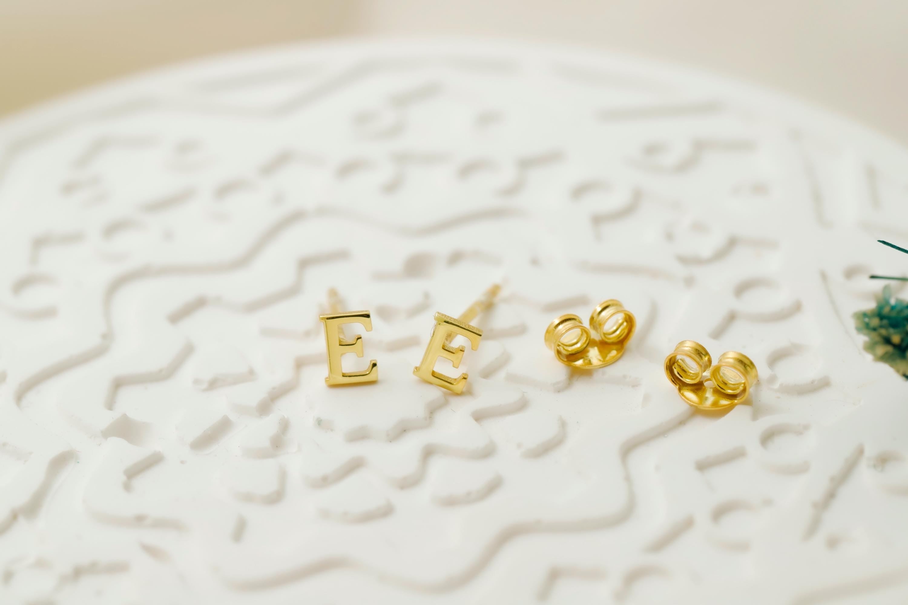Personalized Silver and Gold Initial Stud Earrings
