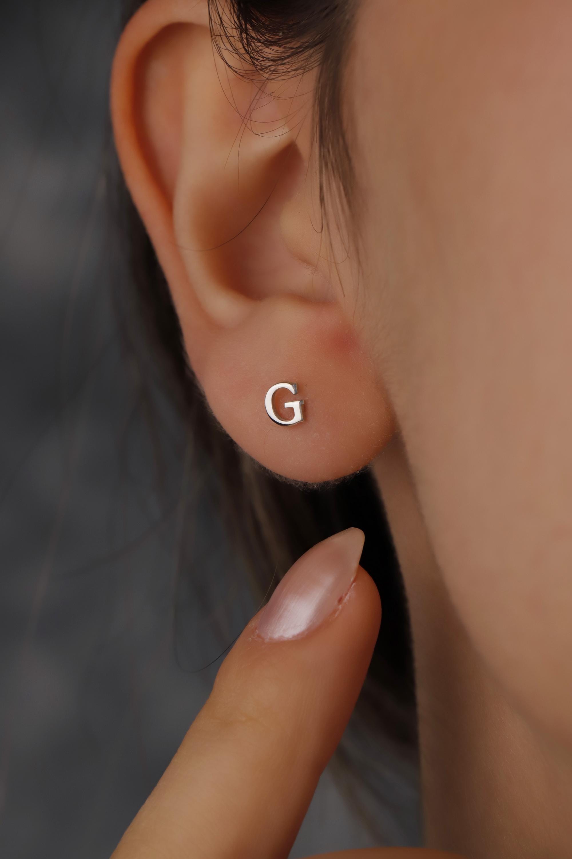 Personalized Silver and Gold Initial Stud Earrings
