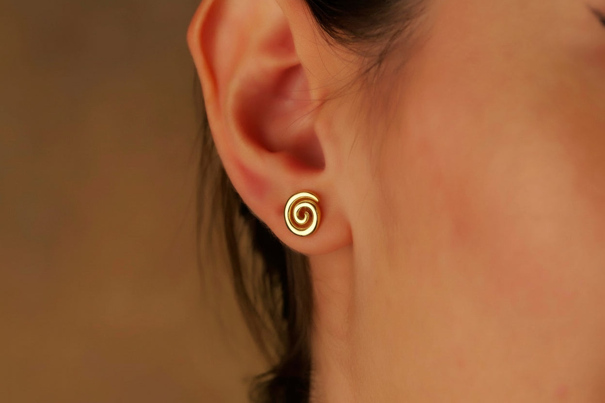 Swirl Earrings - Tiny 925 Sterling Silver Spiral Studs for Effortless Minimalist Style
