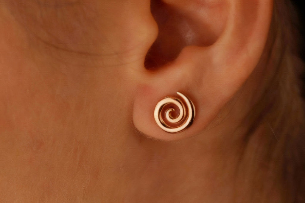 Swirl Earrings - Tiny 925 Sterling Silver Spiral Studs for Effortless Minimalist Style