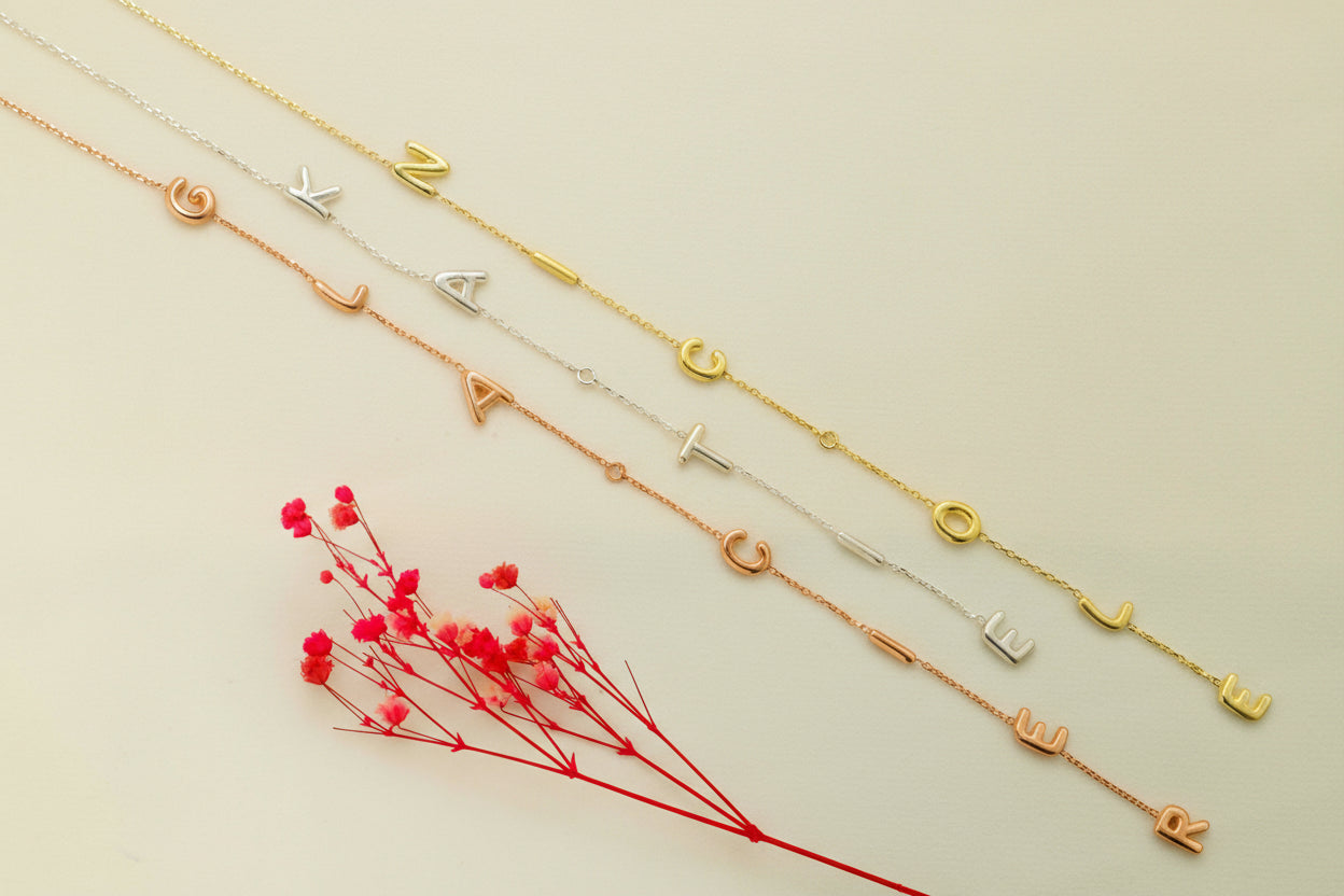 Personalized Lariat Name Necklace - Custom Bubble Initials for Unique Gifts