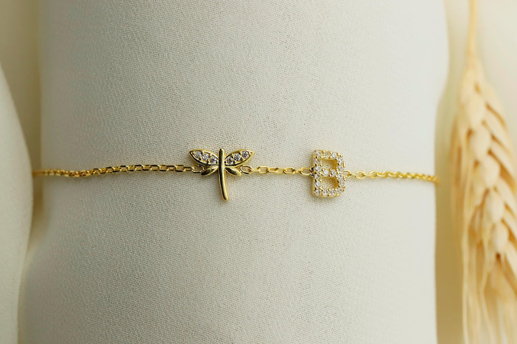 Dragonfly Designs with Initial Bracelet