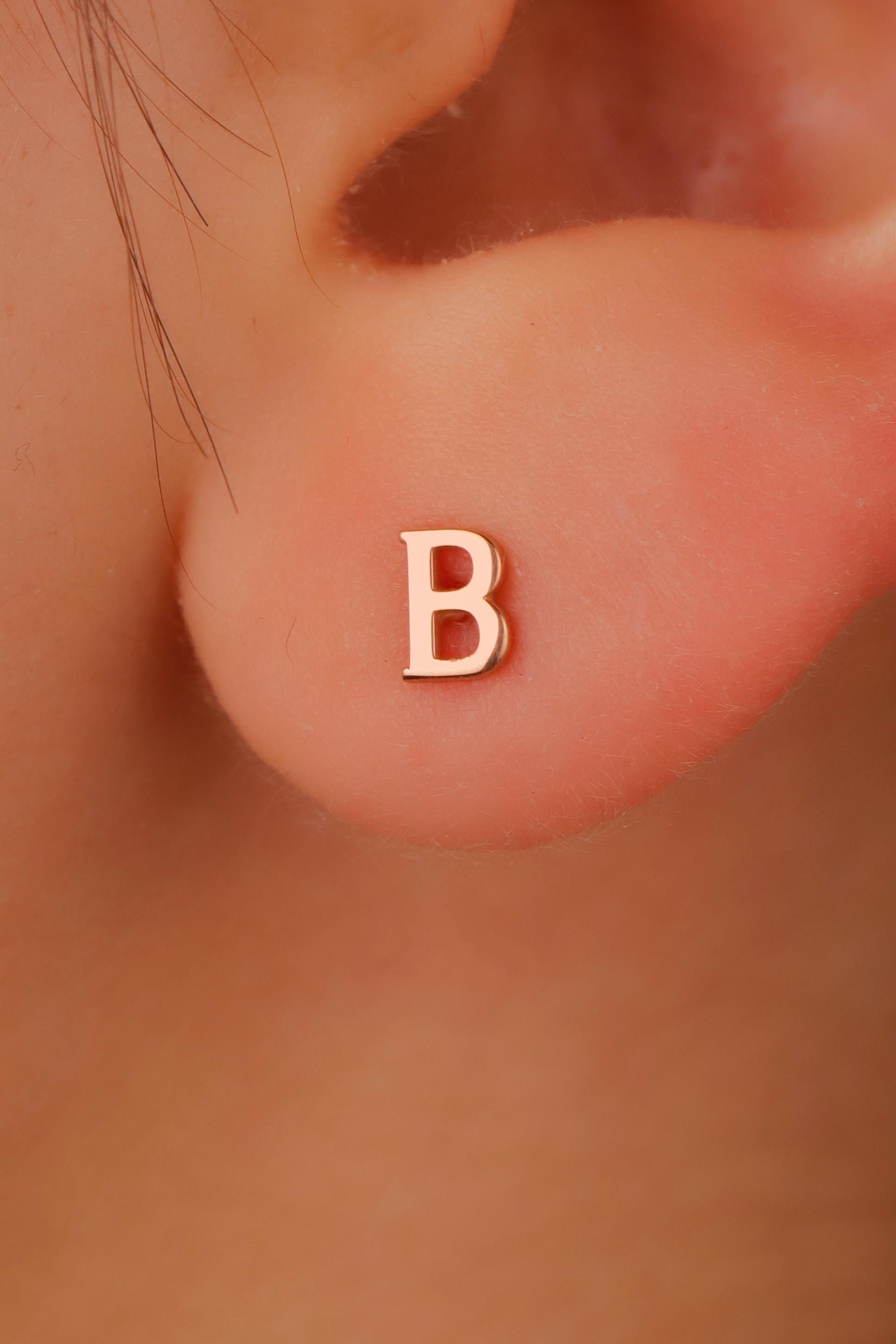 Personalized Silver and Gold Initial Stud Earrings