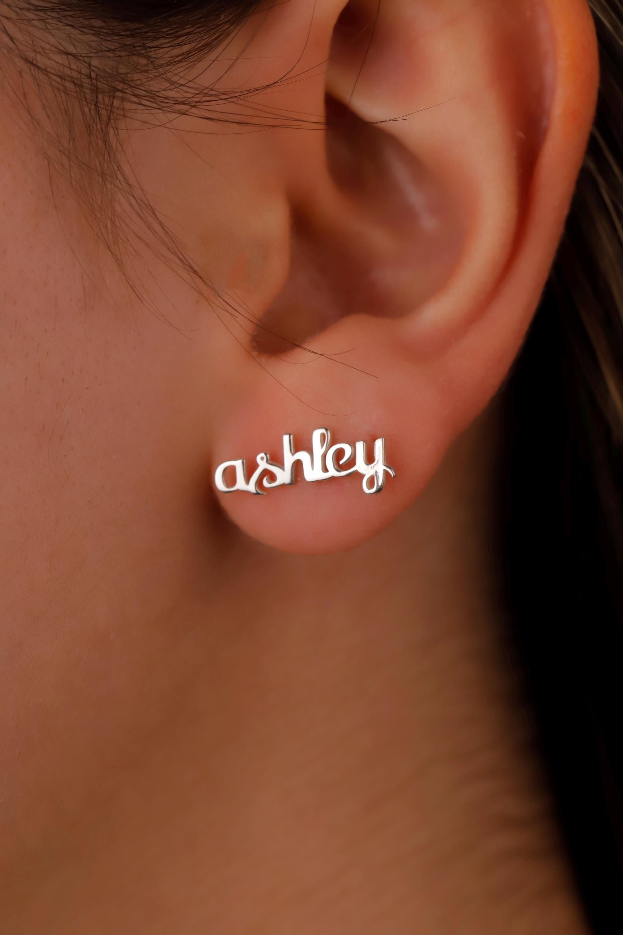 Custom Name Stud Earrings in 925 Sterling Silver