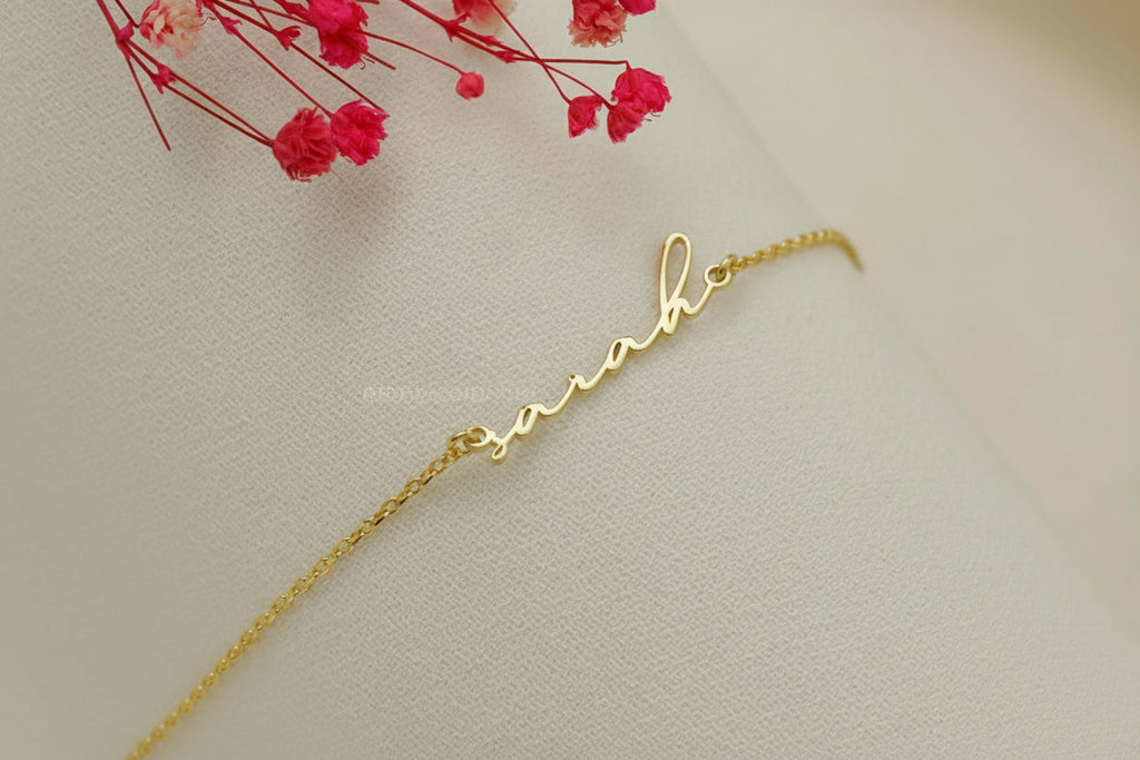 Custom Tiny Name Bracelet - Personalized Gold Handwritten Jewelry