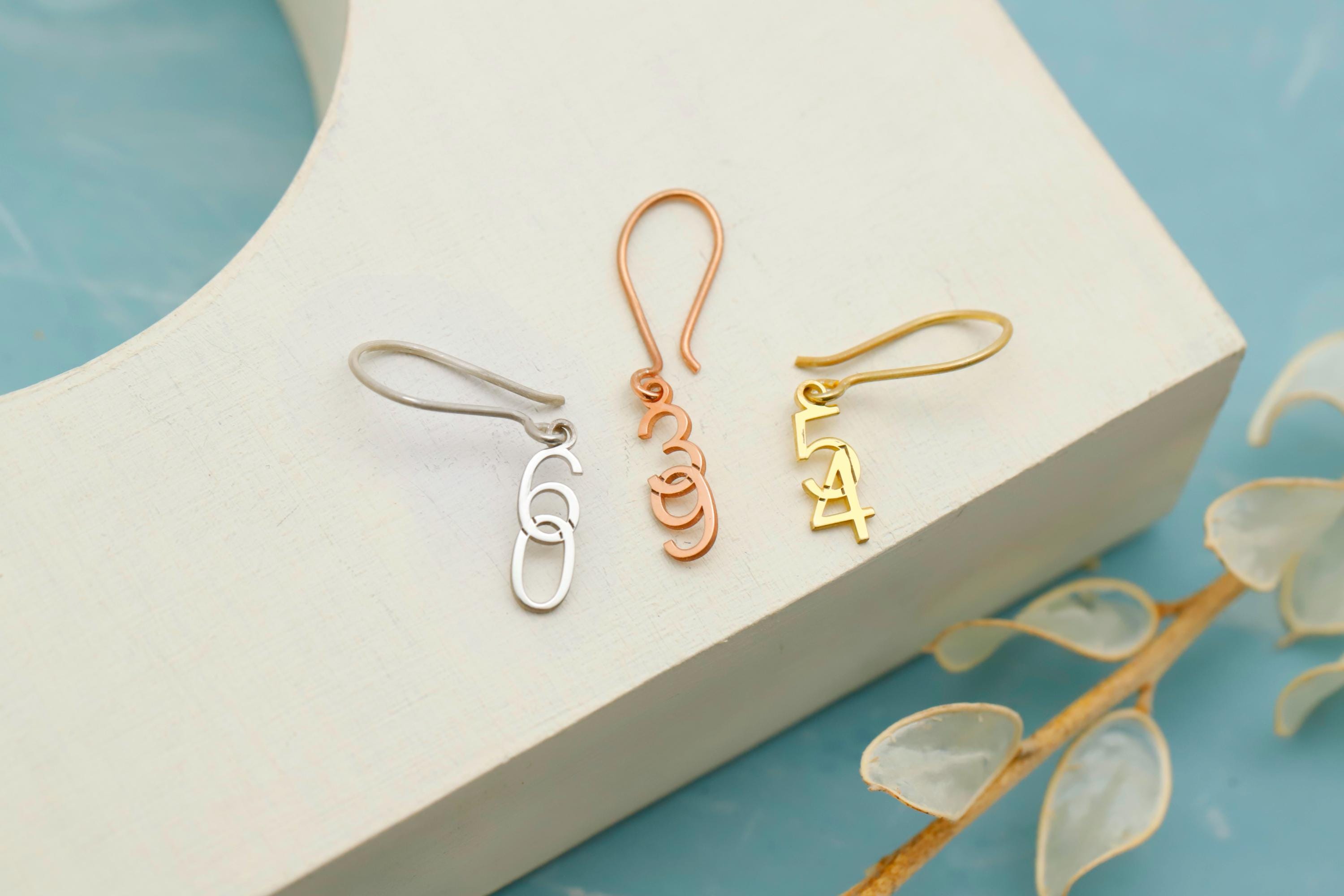 Lucky Charm Jewelry Sterling Silver Number Drop Earrings - Personalized for Your Unique Style