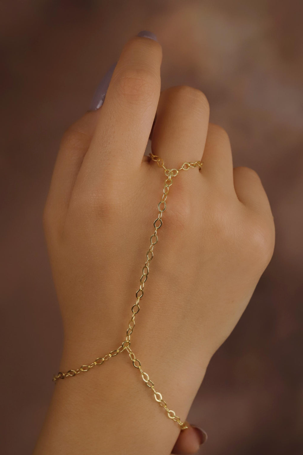 Gold & Silver Hand Chain Bracelet - Elegant Finger Accessory for Dazzling Style