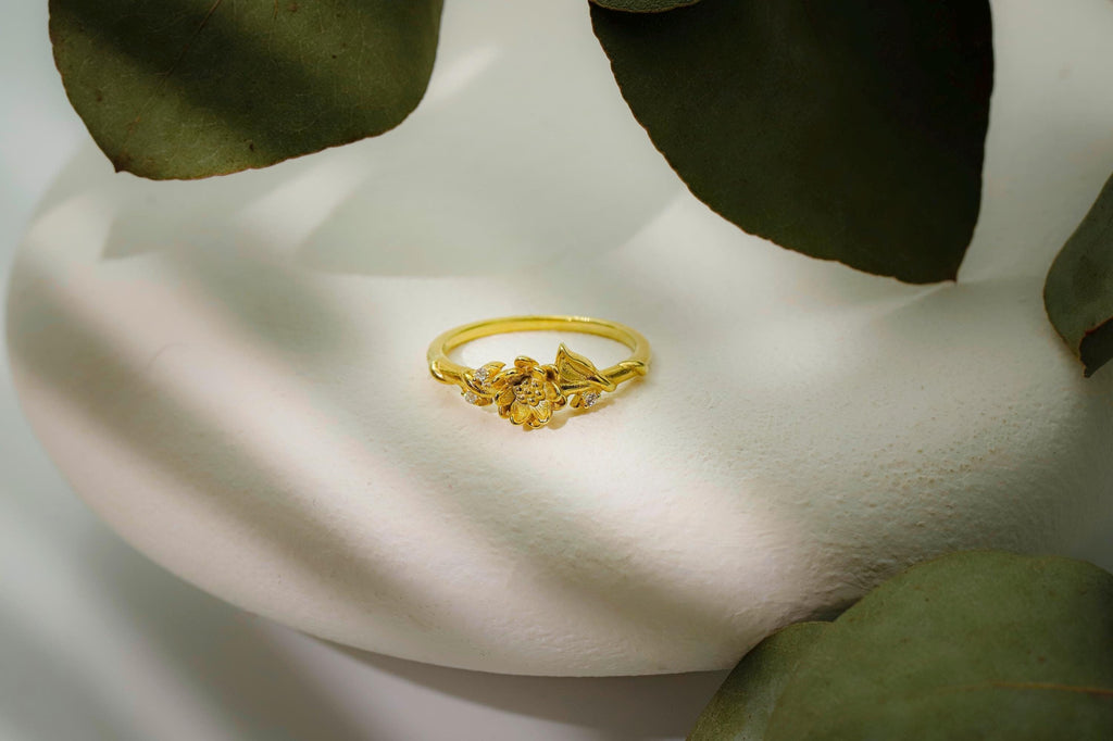 Eternal Bloom Birth Month Flower Ring with Sparkling CZ Diamond