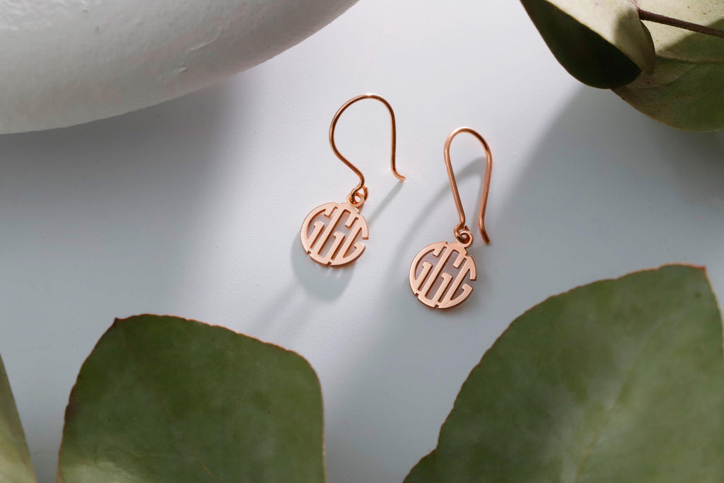 Personalized Dainty Monogram Earrings | 925 Sterling Silver Minimalist Initial Dangle Earrings | Unique Gift for Her