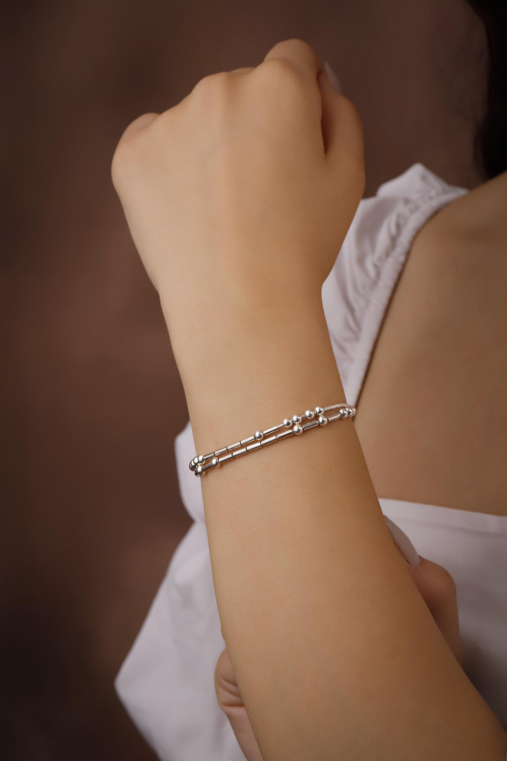 Personalized Morse Code Bracelet - Two Strands of Hidden Messages in 925 Sterling Silver