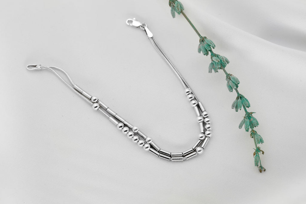 Personalized Morse Code Bracelet - Two Strands of Hidden Messages in 925 Sterling Silver