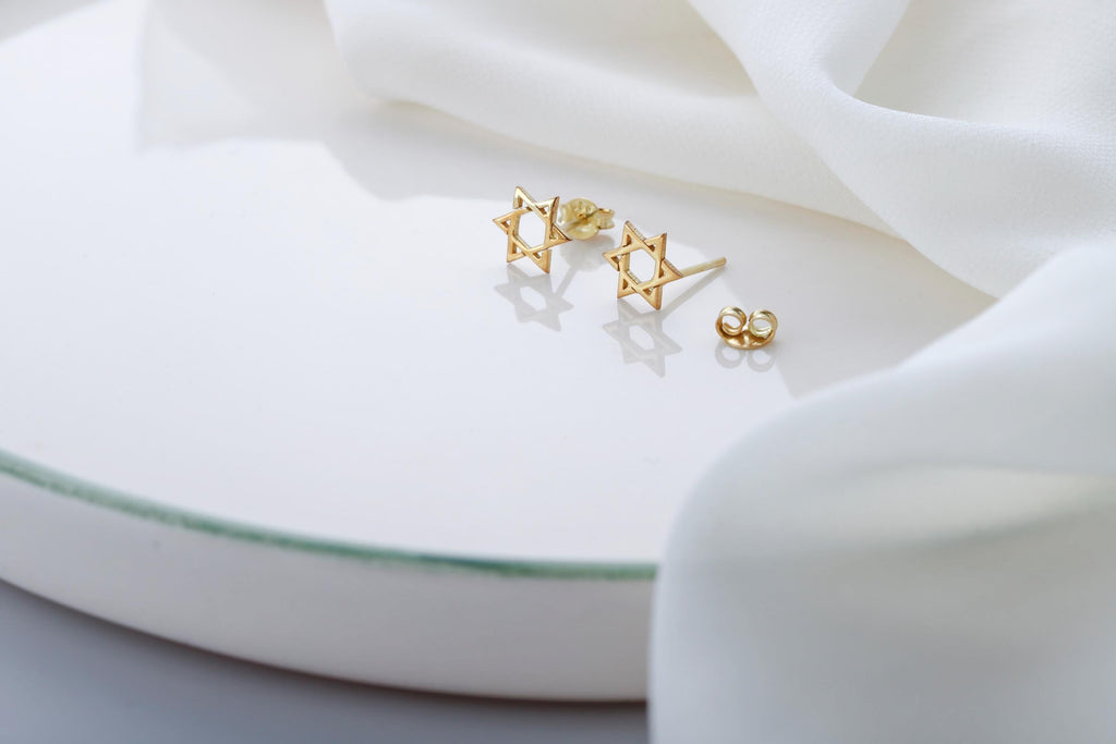 Star of David Earrings in 925 Sterling Silver and Gold