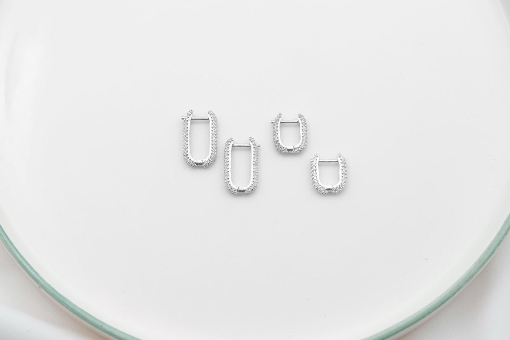Sparkling Silver Diamond Huggie Earrings | Dainty CZ Cartilage Hoops for Your Earring Stack | Perfect Gift Idea