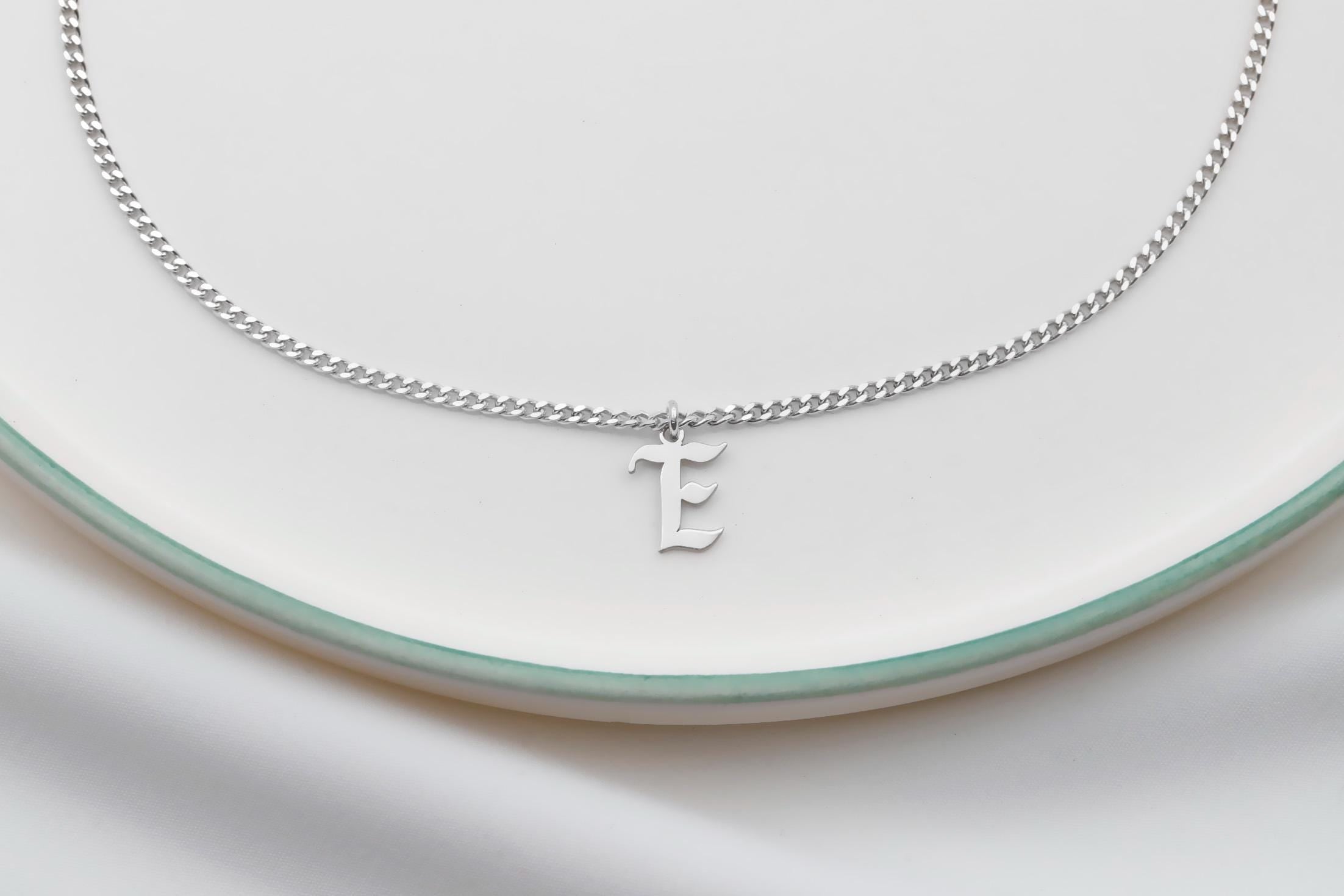 Personalized Old English Initial Necklace | Dainty Letter Jewelry in Silver & Gold