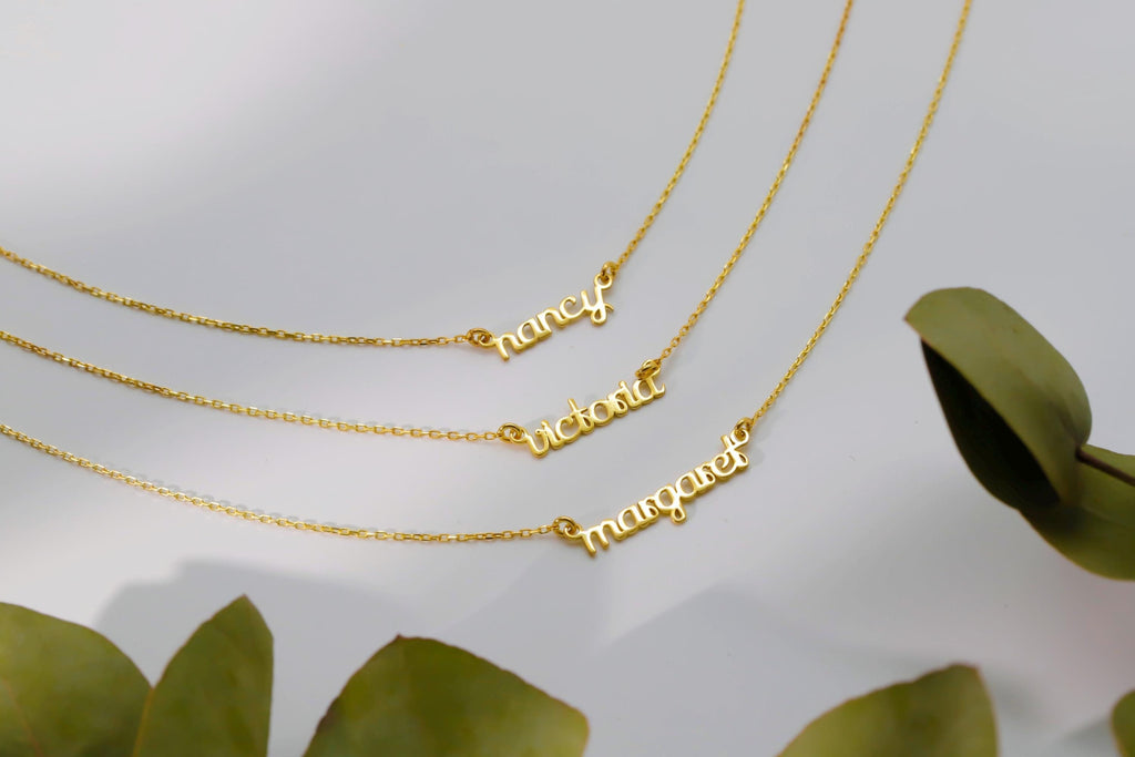 Gold Name Necklace | 8K, 10K & 14K Solid Gold | Personalized Dainty Design