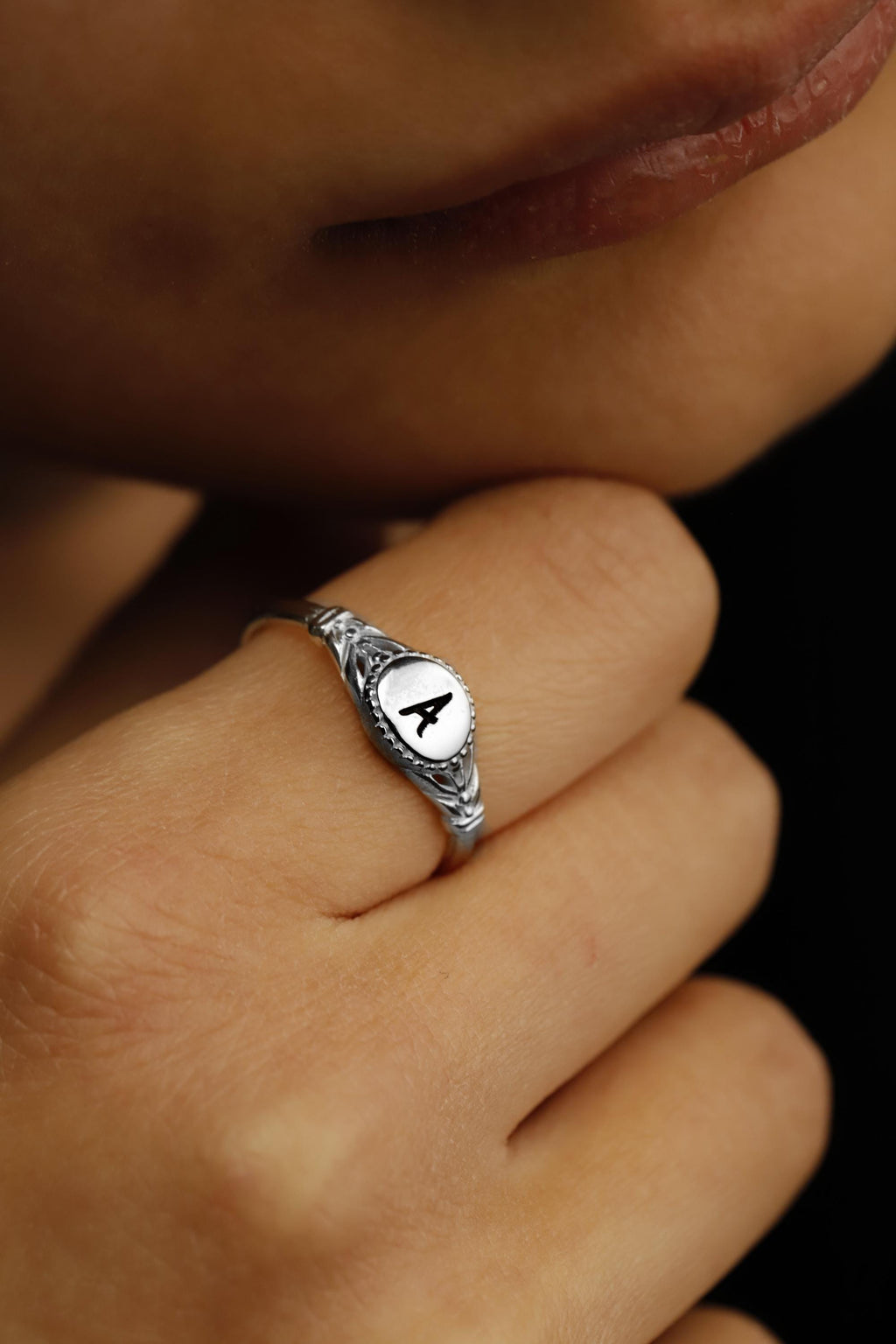 Rose Gold Initial Ring | Personalized 14K Charm for Unique Self-Expression