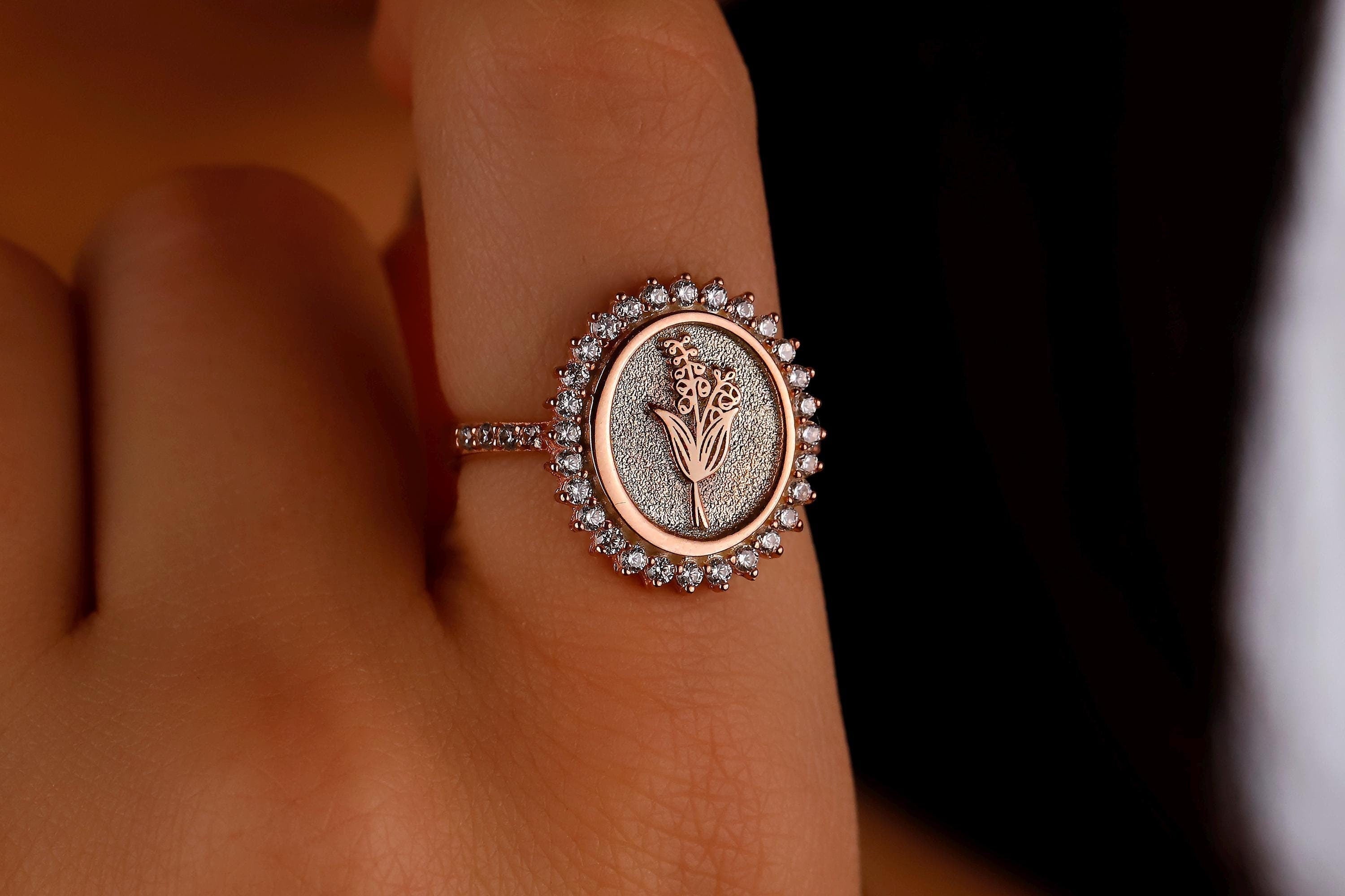 Blooming Love Birth Flower Ring with Multi-CZ Diamond