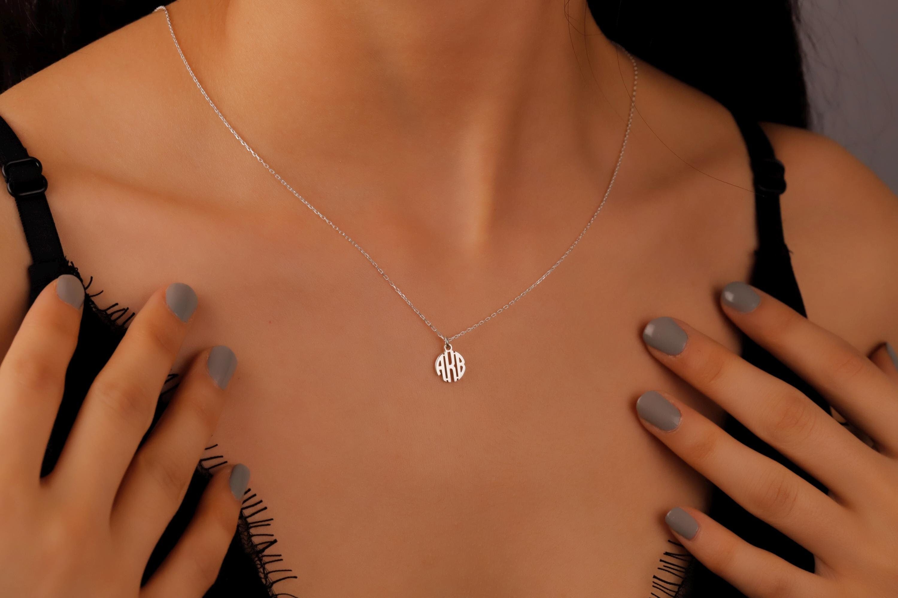 Personalized Dainty Silver Monogram Necklace
