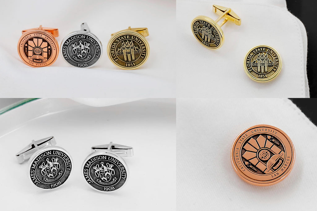 Personalized College Cufflinks in 925 Sterling Silver