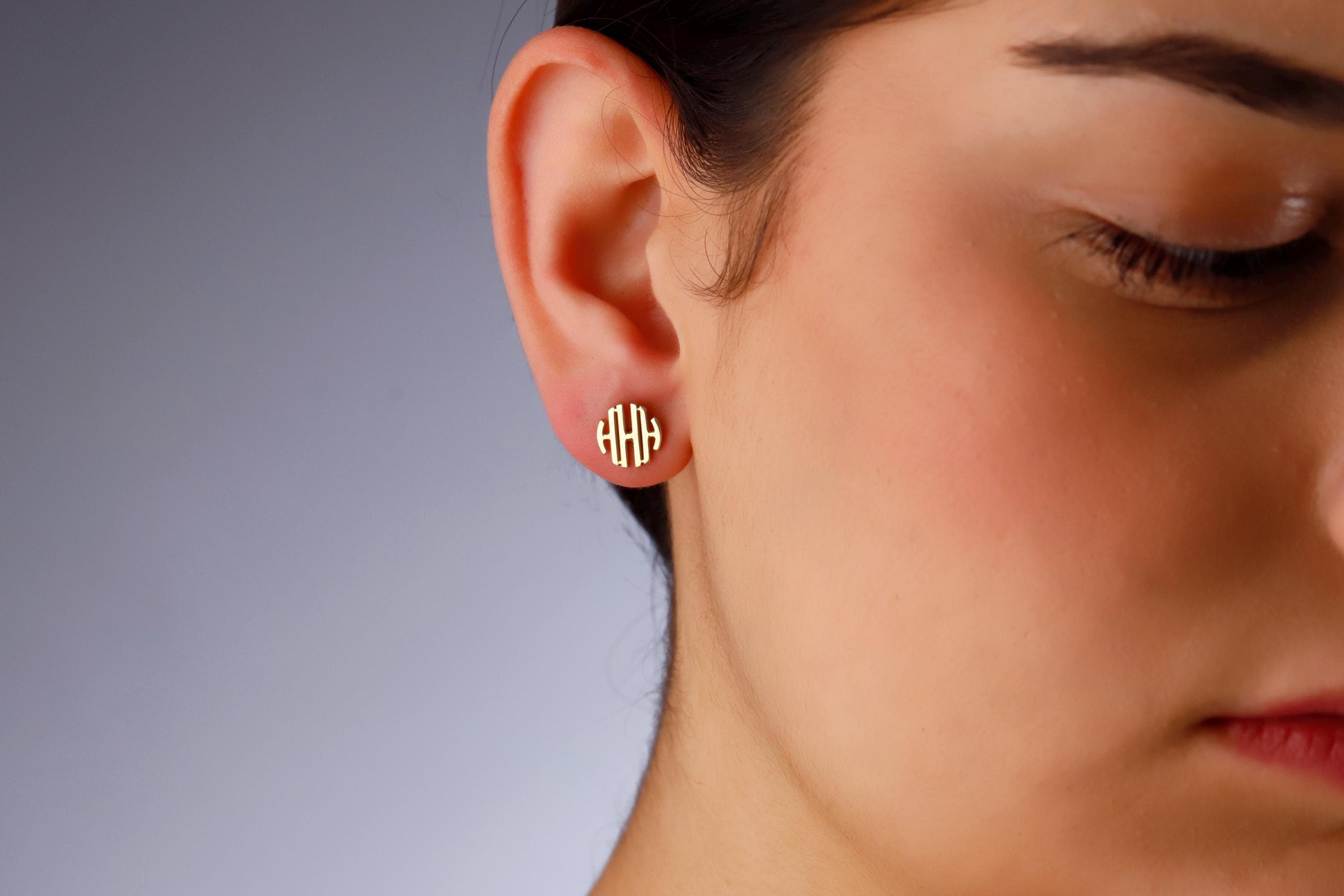 Elegant You Monogrammed Stud Earrings - Personalized Glam for Every Occasion
